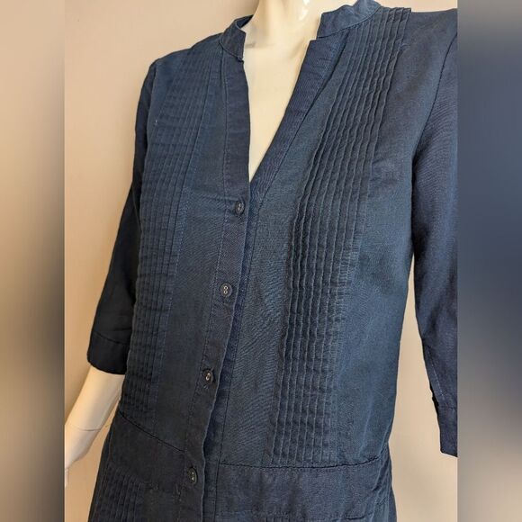 Mango Deep Blue Button-Front Midi Dress - Picture 6 of 12